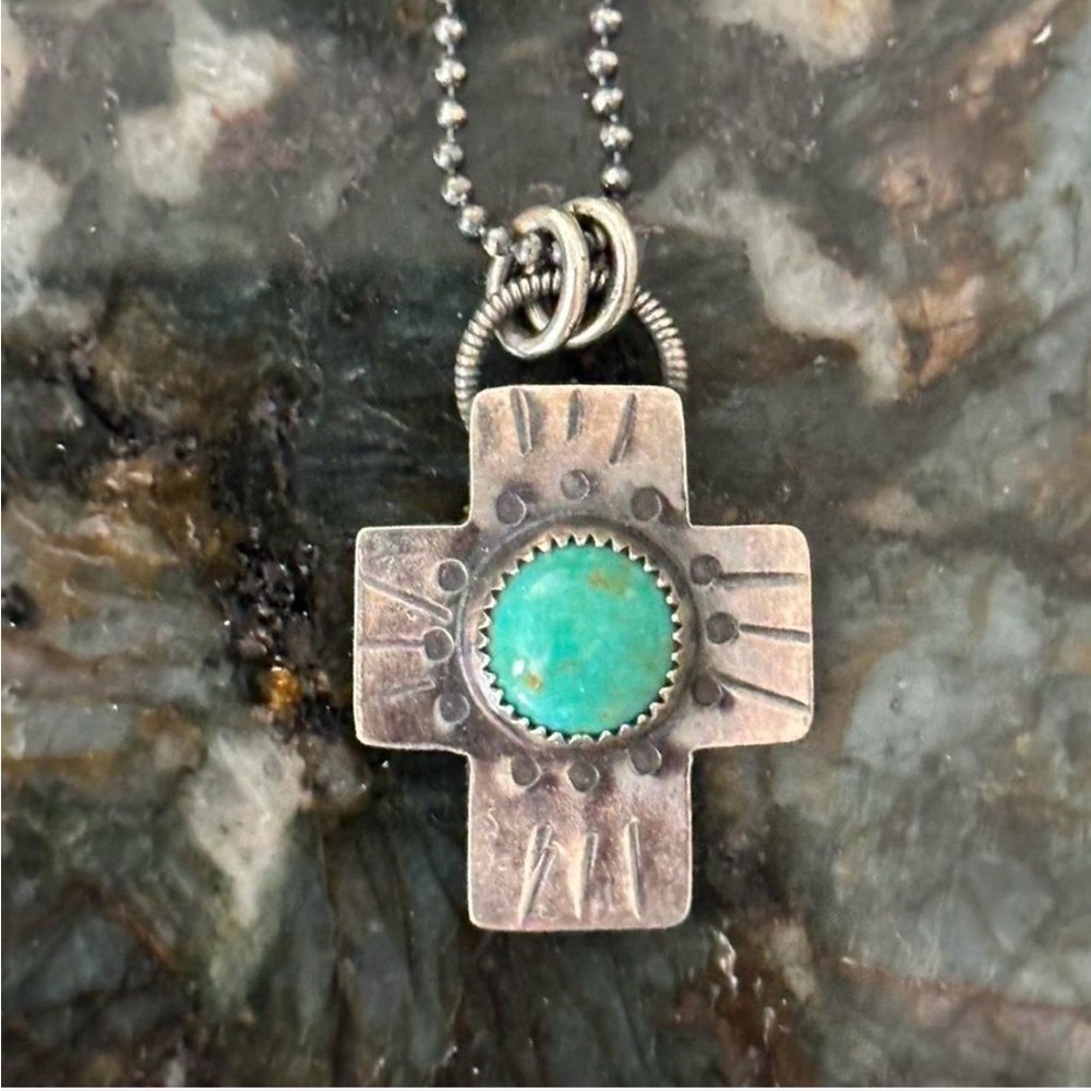 REAL TURQUOISE CROSS NECKLACE
